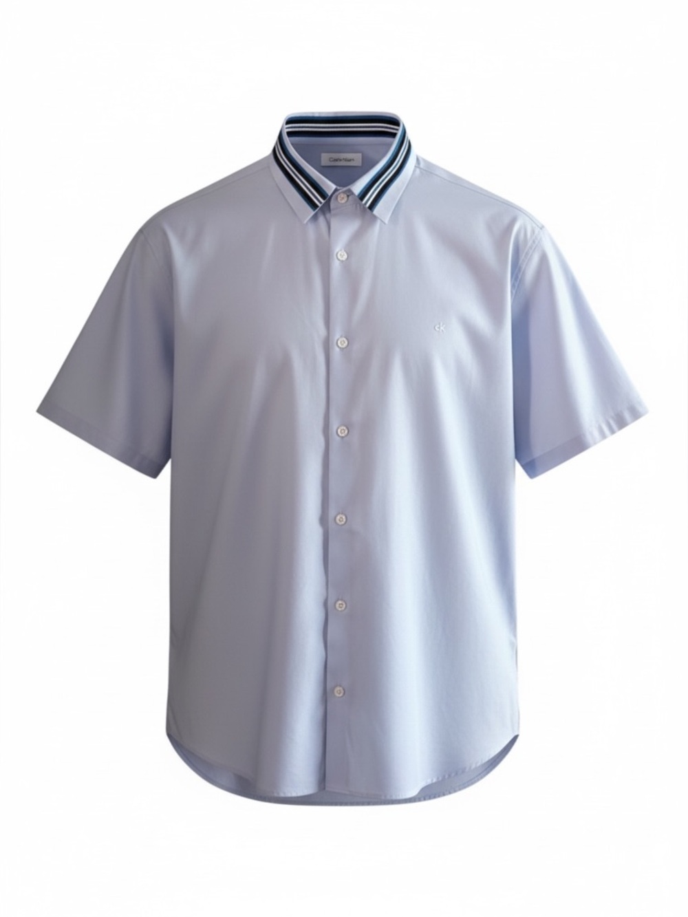Calvin Klein Men’s Short Sleeve Button-Up Pale Blue Xl Tipped Collar